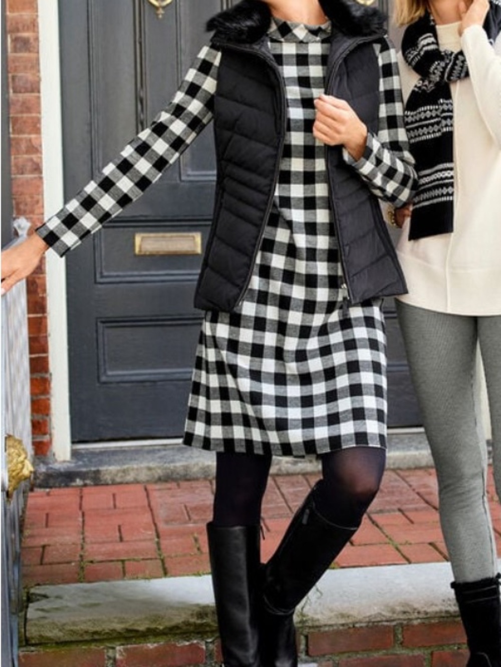 Talbots black and white buffalo plaid dress